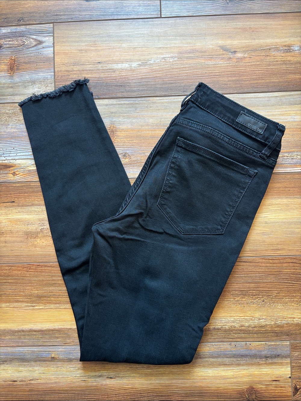 Miss Me Black Skinny Jeans with Frayed Hem